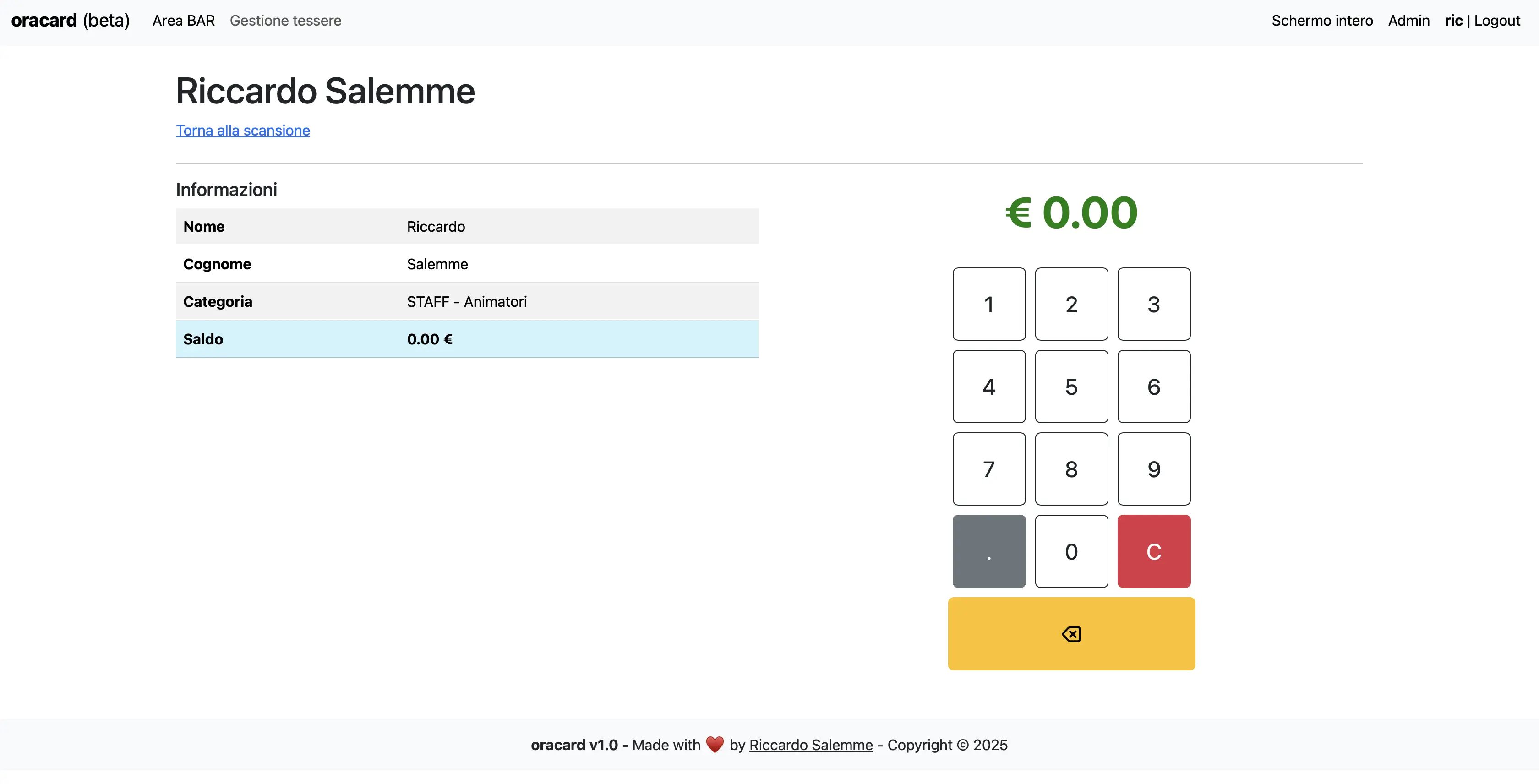 Creazione nuova transazione