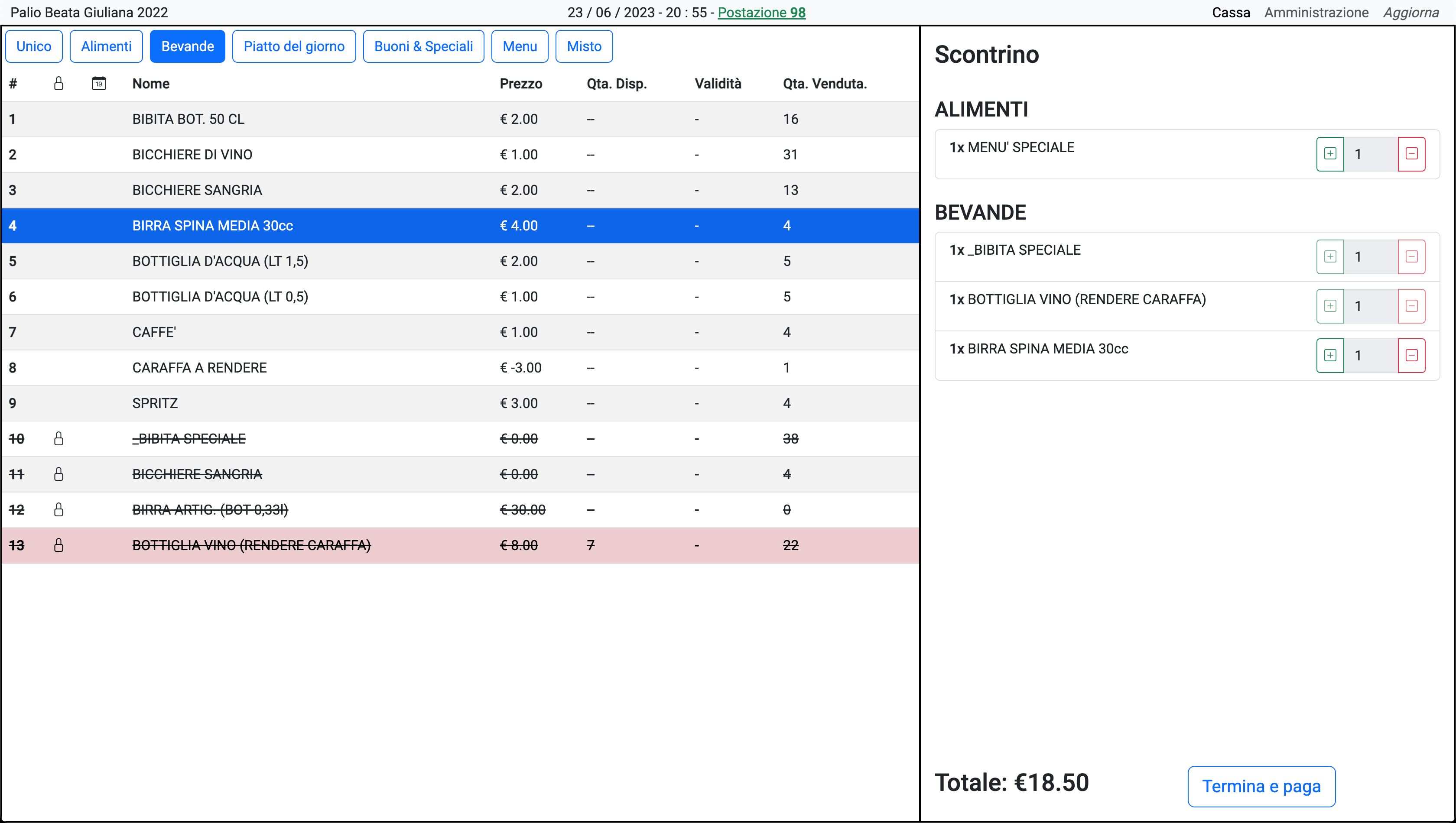 Software di Gestione Cassa per una festa locale